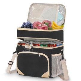 Bolsa de Almuerzo Gran Capacidad, Lonchera Termica Impermeable, Aislada de Doble Compartimento, Lonchera Para Hombre Mujer para Gran Capacidad