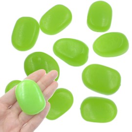 QTTLLI 20Pcs 4.5CM Large Glow Pebbles Glow in The Dark Decorative Stones Rocks for Garden Path Walkway Yard Fish Tank, Grass Green