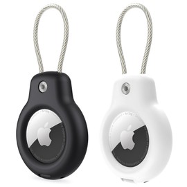 Mellbo airtag Case, Air Tag Case, Waterproof, Kids, Lost Resistant, Stainless Steel Wire, Set of 2, Black x White