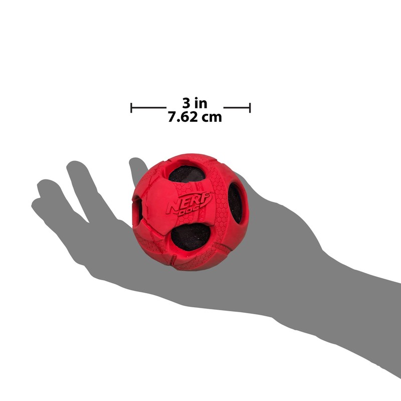 Nerf Dog 1484 Red Rubber Wrapped Bash Tennis Ball Squeak