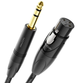 deleyCON 3.0 m XLR to 6.35 mm Jack Stereo Microphone Cable Audio Adapter Cable AUX Studio Quality Pure OFC Copper (AWG24) XLR Female to Jack 6.35 mm Male - Metal Lock