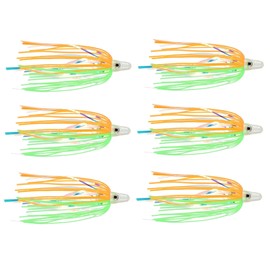 LAST CAST TACKLE Silicone Holo Teaser - 6 Pack - 5 Colors to Choose from (Green/Orange)