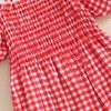Newborn Baby Girl Summer Clothes Short Puff Sleeve Plaid Bubble