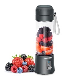 Nuwave Portable Blender with USB-C Rechargeable, 6-Blade for Crushing Ice, BPA Free 18 Oz Jar, Smoothies Blender for Travel, Office and Sports, Obsidian Gray