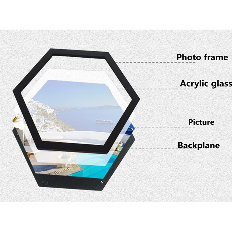 Hexagon Shaped Photo Frame Creative Wooden Wall Hanging Picture Frames