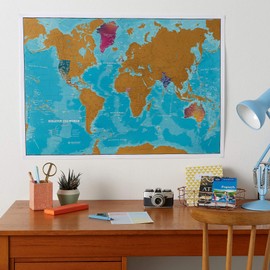 Maps International Scratch the World Watercolor Map – Scratch Off World Map Poster – Most Detailed Cartography - 23 x 33