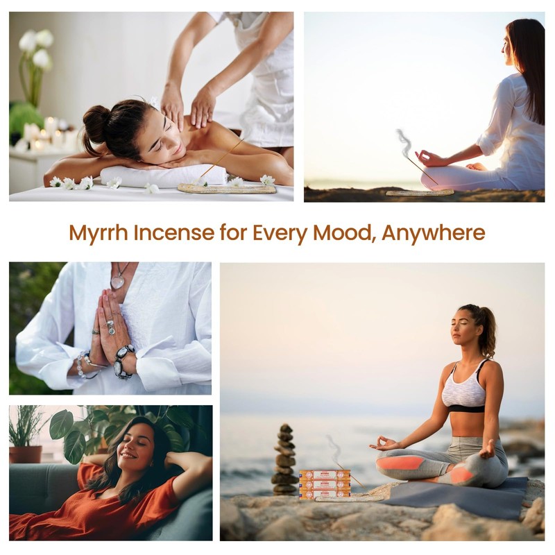 Satya Myrrh Incense Sticks, Satya 15gmx12 Pack with Raajsee Incense