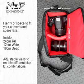 MaD Cameras Padded Adjustable Camera Shoulder Carry Bag Satchel for Digital SLR Cameras Such as Canon Nikon Sony Carry Case (Medium)