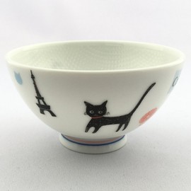 Ogura Pottery tubutubu Rice Bowl Small Cat's Café 77091