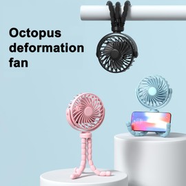 xinyee Portable Handheld Fan Flexible Octopus Tripod Desktop Fan Baby Stroller/Crib Hanging Fan with Ambient Night Light 3 Adjustable Wind Speeds 360° Rotation