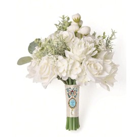 Memorial Butterfly Bridal Bouquet Pin, Something Blue Wedding Keepsake, Pearl Drop Charm, In Memory of Mum Gift (Mum)