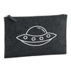 Huuraa Kulturbeutel Raumschiff UFO Geschenk 1 Liter Charcoal Filz Raumschiff