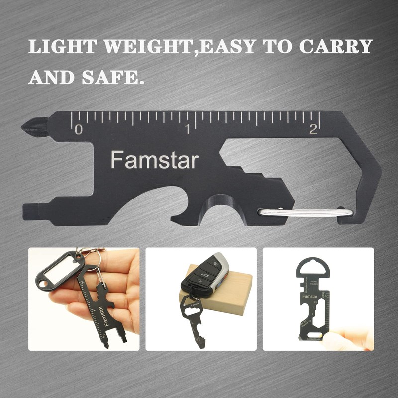 Famstar Keychain Multi-tool 3Pack Metal Pocket Tool Portable No rust