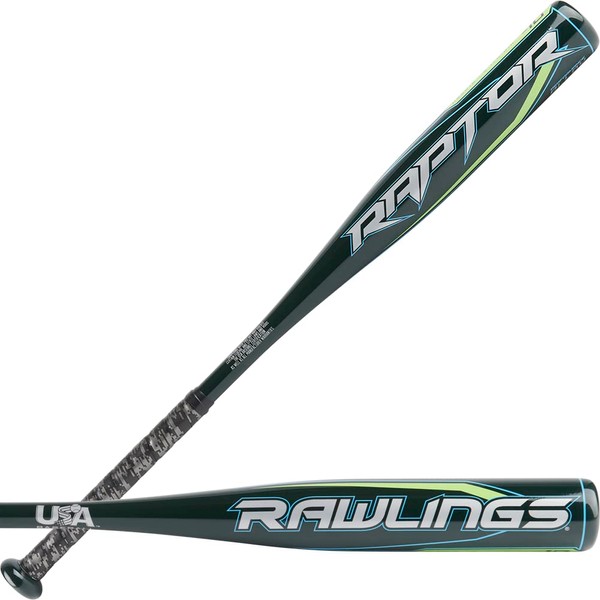 Rawlings Raptor USA Baseball Bat | -10 | 1 Pc. Aluminum | Dark Green | 30 inch