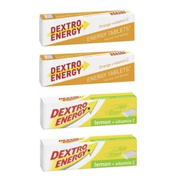 Dextro Energy Tablets Multipack – 4 x 47g (2 x Orange & 2 x Lemon) – Fast Acting Glucose Tablets for Quick Energy Boost