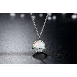 VIKI LYNN Opal Halskette 925 Sterling Silber Oktober Geburtsstein Schmuck für Frauen (Weiß Opal)