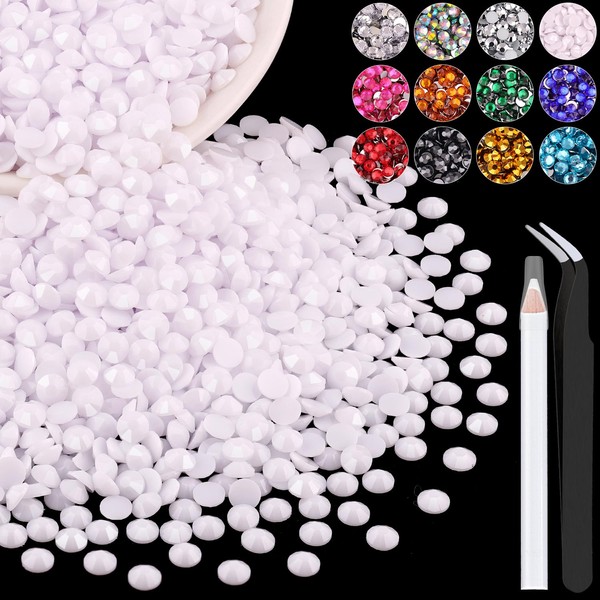 4000PCS 4mm Resin Rhinestones in Bulk (White), Bedazzling Flatback Crystals