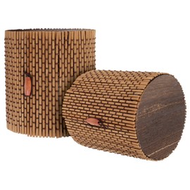 BambooMN Granulated Bamboo Charcoal Odor Absorber Bag in Decorative 4" Brown Cylinder, 2 Sets
