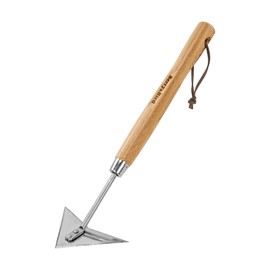 Berry&Bird Triangle Hand Hoe, 15.2'' Winged Weeder Garden Hoes with Short Wood Handle, Gardener Stainless Steel Warren Hoe, Garden Weeder Hoe Tool for Quickly Weeding, Edging and Gardening Tools
