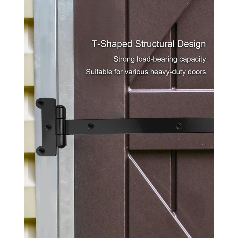 24 Inch Black Heavy Duty Gate Hinges with Mounting Screws,
