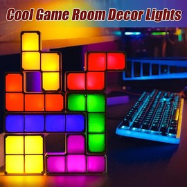 [Christmas gift ideas]DIY Tetris Shaped Puzzle Stackable Retro Game Table Lamp Desk Lamp Bedroom Decoration, Children's Fun Toys, can be stacked with a variety of patterns and cool color combinations.（US Plug）