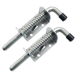 Bivethoi 5 Inch Spring Loaded Latch Bolt Latch Pin Barrel Bolt, Heavy Duty Zinc Plated Solid Steel Sliding Door Lock for Doors, Cabinets, Chests (2pcs, Blue)