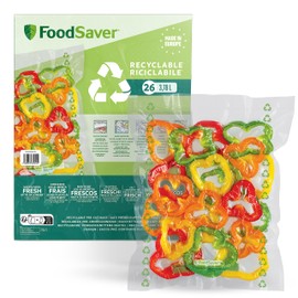 FoodSaver Vacuum Sealer Bags | Recycled and Reusable Food Bags | Keep Food Fresh up to 5x Longer | BPA Free | 26 Bags for Freezer and Cooking (28 cm x 35 cm, 3.78 L)