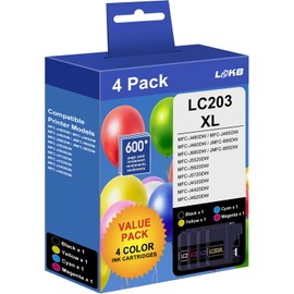 LC203XL Ink Cartridges High Yield Compatible for Brother LC203 LC201 Ink Cartridges Works with MFC-J880DW MFC-J480DW MFC-J460DW MFC-J4420DW MFC-J485DW MFC-J885DW (Black, Cyan, Magenta, Yellow, 4 Pack)
