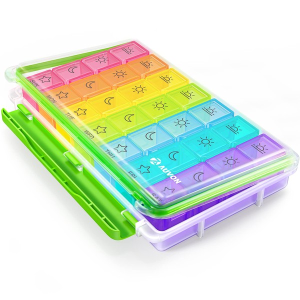 AUVON iMedassist Moisture-Proof Weekly Pill Organizer 4 Times a Day,