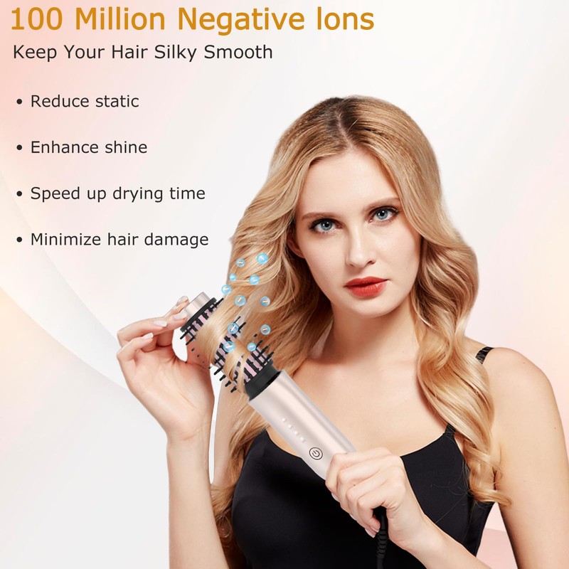 Cordless Hair Curling Brush Gold Pink
