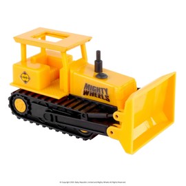 Mighty Wheels Steel Bulldozer Truck Toy 3.5" - Free-wheeling Bulldozer Toy Truck with Action Parts - Durable Steel and Plastic Construction Toys for 3+ Year Old Boys and Girls