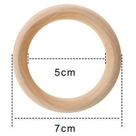 Onwon 10 Pieces Wooden Rings Natural Wood Rings Without Paint Smooth Unfinished Wood Circles for Craft DIY Baby Teething Ring Pendant Connectors Jewelry Making (70mm)