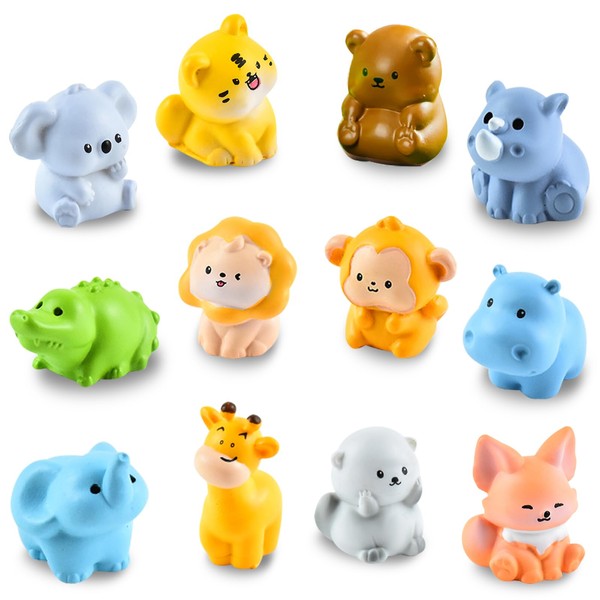 12 Pieces Mini Animals Tiny Resin Animals Fox Tiger Elephant