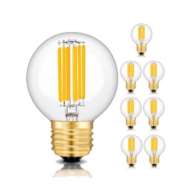 CRLight 6W Dimmable Edison E26 LED Globe Bulb G16.5 2700K, 8 Pack