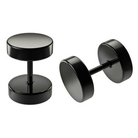 Evonix 2pc 00g 8mm Cheater Plug Fake Earrings Black For Men Women Stretched Ears 16g Cool Illusion Piercing