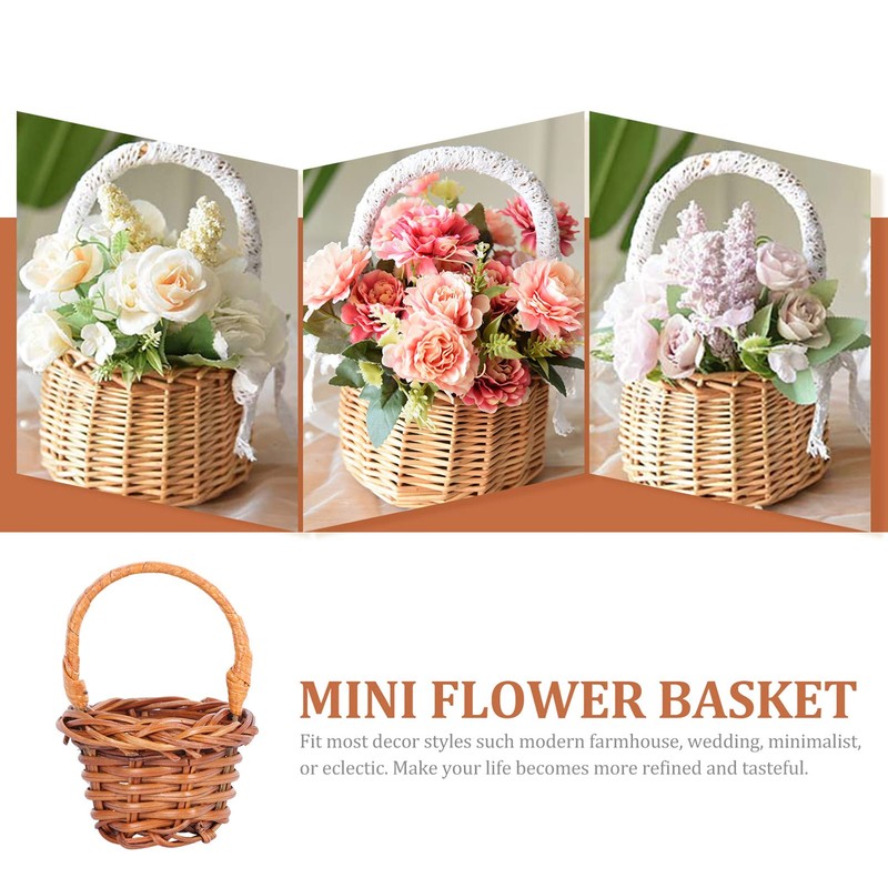 Cabilock Rattan Basket, Braided Flower Basket, Fruit Basket, Mini Wicker