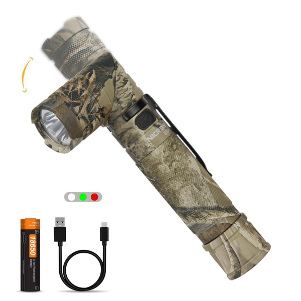 90 ° Twistable linterna con luz blanca, verde, roja, de