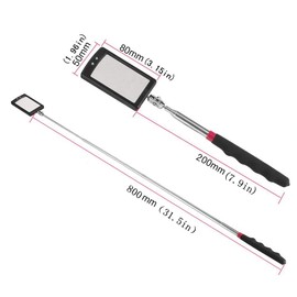 Telescopic Inspection Mirror with LED Light 20lb Telescopic Magnetic Pickup Tool Magnets Extendable Mechanic Tool for Automotive and Shower Use,Mirror on a Stick