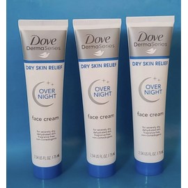 (3 PACK ) DOVE DERMASERIES FACE Dry Skin Relief OVERNIGHT Face Cream 2.54oz RARE