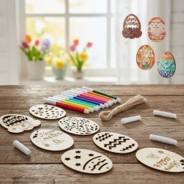30 Piezas Huevos De Pascua Colgantes De Madera Adornos