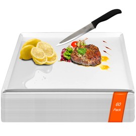 ZVP Disposable Cutting Boards 60 Count, Collapsible Cutting Board Sheet with Built-in Crease, Flexible Plastic Cutting Mat for Kitchen and Commercial Use, 17 x 12 In White