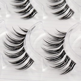Natural False Eyelashes Manga Lashes Wispy Mink Lashes Cat Eye Lashes 3D Strip Short Volume Fake Eyelashes 5 Pairs (AS-7)