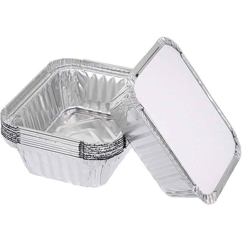 Pack of 50 Aluminium Disposable Foil Food Container with Lids,