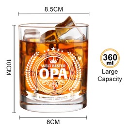 LIGHTEN LIFE Geschenke für Opa,Whiskyglas für Opa in Holzkiste,Hochwertige Geburtstagsgeschenke für Opa,Ideale Geschenke für Opa von Enkelkindern,Geschenkideen zum Geburtstag für Opa–360 ml