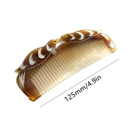Handmade Buffalo Horn Wide-Tooth Comb, Natural Color, 2 Piece