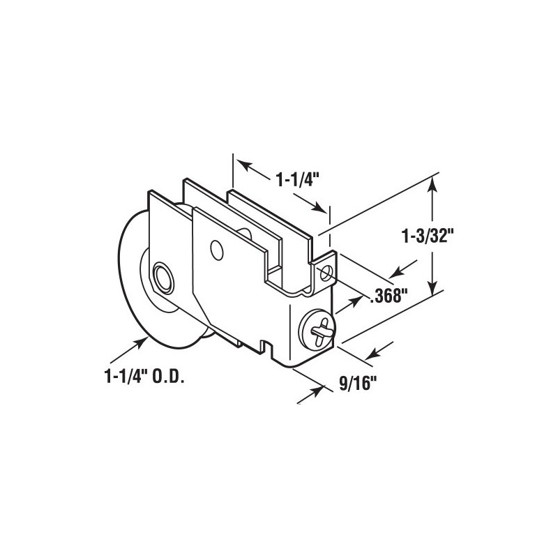 Prime-Line D 1773 1-1/4 In. Steel F-Tab Style Roller with