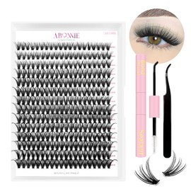 ABONNIE DIY Lash Extension Kit,280 Pcs Cluster lash Extensions Kit, 10-16mm Mix Wispy Lash Clusters, 30D D Curl Lash Clusters Kit with Bond and Seal and Tweezer, Fluffty Lash at Home Lash Extensions