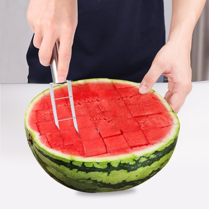 Watermelon Cutter with 3pcs Fruit Forks, Stainless Steel Watermelon Cutter