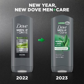 DOVE MEN + CARE Reviving Minerals & Sage Body and Face Wash with 24-Hour Nourishing Micromoisture Technology Body Wash for Men, 13.5 oz