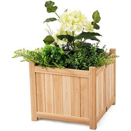 GRAFFY Raised Garden Bed, Folding Wood Planter Box w/Removable Bottom & Drainage, Indoor Outdoor Square Elevated Planter for Flower Herb Vegetable Fruit, Plant Container for Grass Lawn Patio Backyard